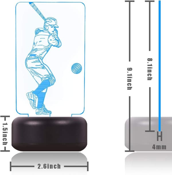 Baseballlampe 3D Visuell Baseball LED Nattlampe Touc