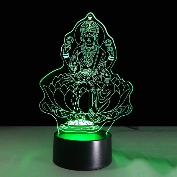 Natlampe 7 Farveskiftende 3D Visuel Lakshmi Model Nig
