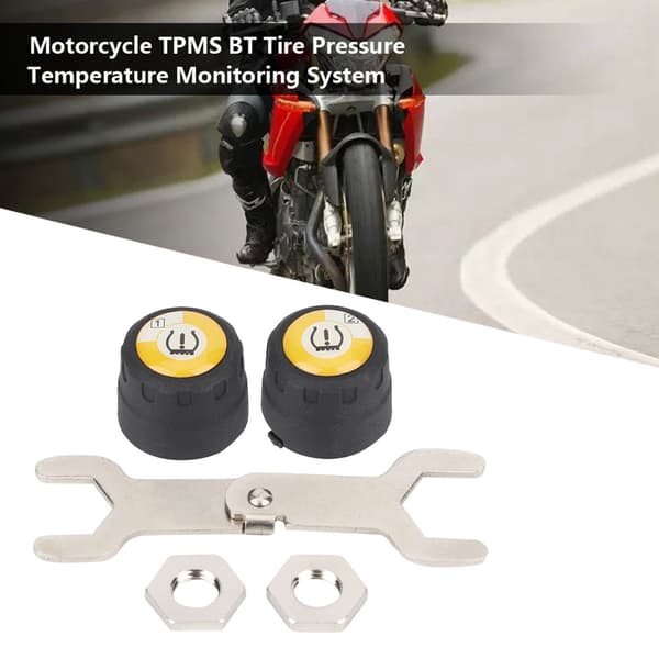 Motorcykel TPMS BT Däcktrycks- och Temperaturövervakningssystem för iOS / Android med Däckgivare