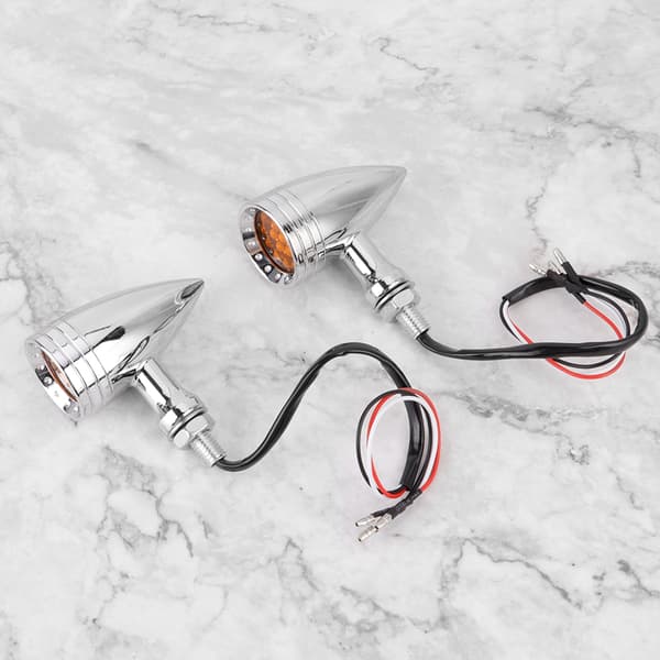2 stk. Aluminium Legering Motorcykel LED Blinklys Kugle Blinklys Universal (Sølv)