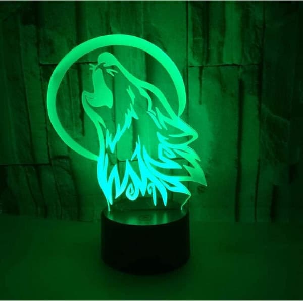 Ulv Dyreleker 3D Illusjon Nattlys Smart Touch Lampe, C