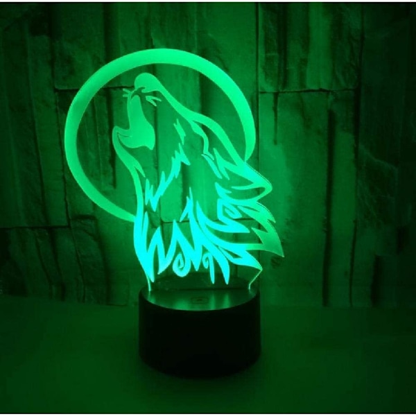 Varg Djur Leksaker 3D Illusion Nattlampa Smart Touch Lampa, Kreativ RGB Led, Jul Födelsedag Dekorationer Presenter