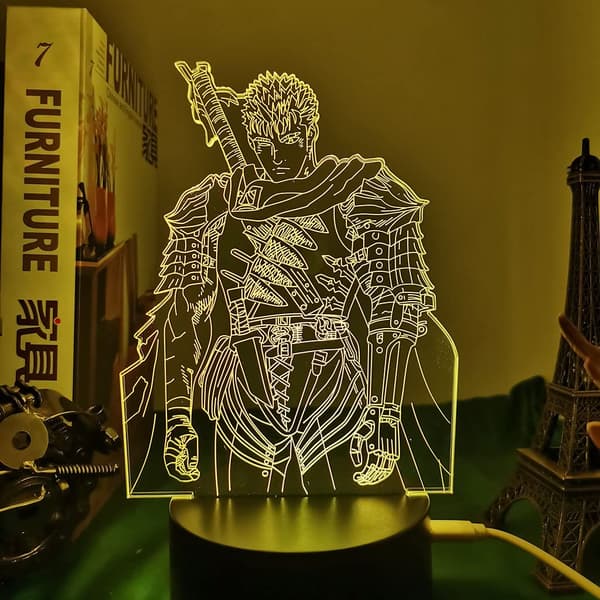 HSYPS-Anime Led Light Berserk Guts Figur för Sovrumsdekor