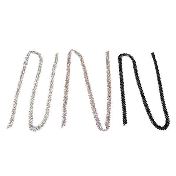 3 meter 5 rader Rhinestone Trim Glitrende Glitrende Vakre 3 Farger Rhinestone Kjeder Applikasjon for Bryllupsklær