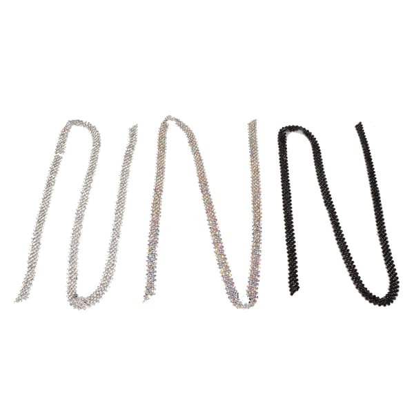 3 meter 5 rader strass trim glittrande gnistrande vacker 3 färger strass kedja applikation för bröllopskläder