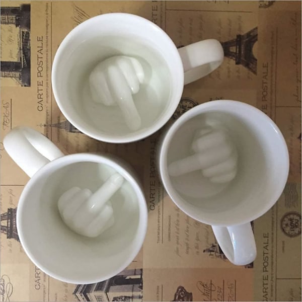 Up Yours Mugg Tummen Upp Keramisk Långfinger Kaffekopp 414 ml Mjölk Te Rolig Kaffepresent Mugg för Nyår, Jul, Halloween