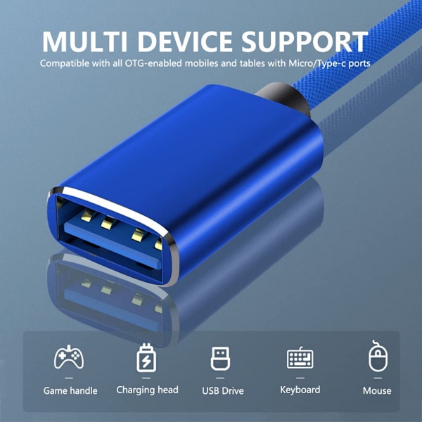 2 in 1 USB C -kaapeli YACSEJAO Type C & Micro USB -kaapeli USB 3.0 -liitäntään Nopea lataus punottu johto OTG kaikille Android -laitteille Älypuhelimet，Tabletit，MP4 ja