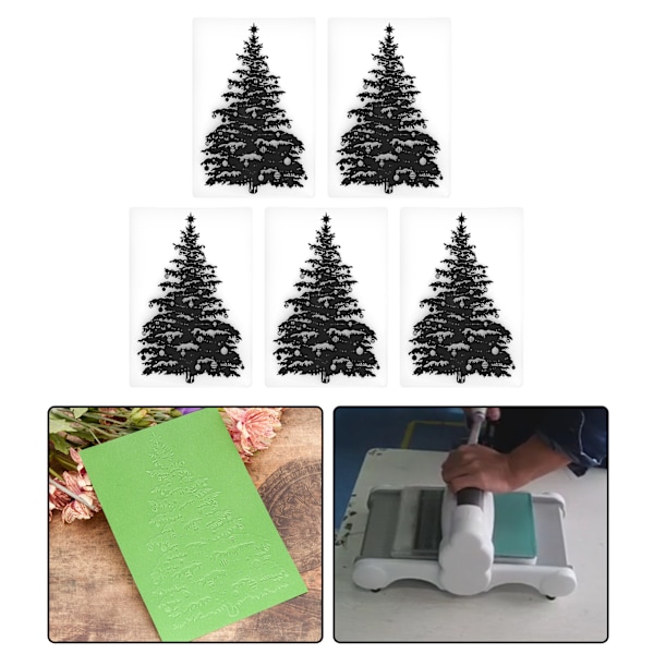 5 Set Plastpräglingsmappar DIY Korttillverkning Scrapbooking Pappershantverk Julgransmönster