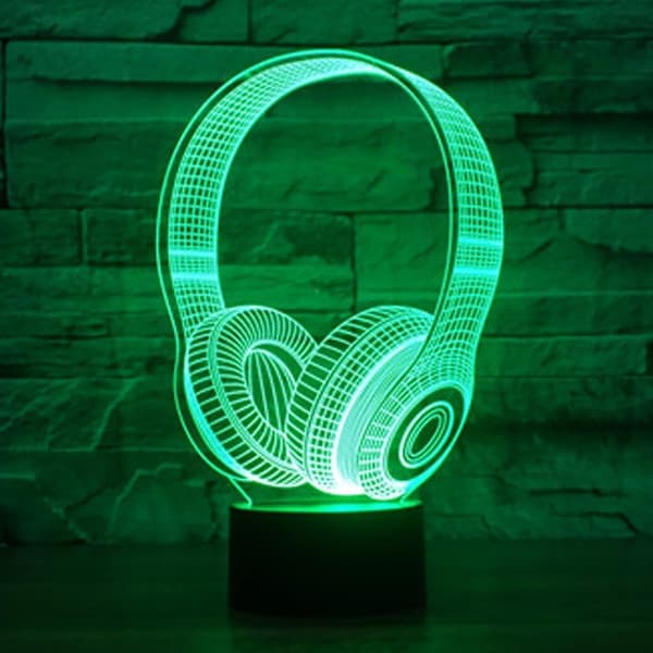 Nyt 3D Headset Hovedtelefon Natlys Touch Switch Bordlampe