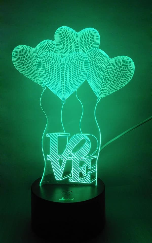 Kærlighed og Ballon 3D Natlampe LED Illusionslampe Sengelampe De