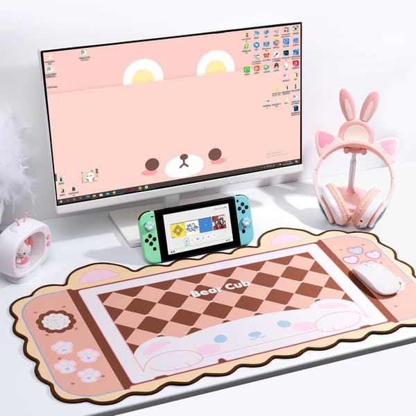 Gaming musemåtte, stor musemåtte XL pink, musemåtter til computere 31,5×15,7 tommer