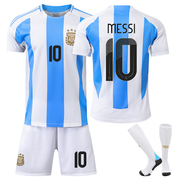 UEFA Euro 2024 Argentinas hjemmebane Fotballdrakter Barnefotballsett Nr.10 Messi Home XS