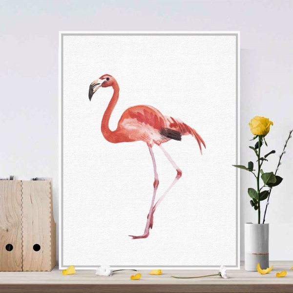 Flamingo seinätaide kangaspainojuliste, yksinkertainen muoti vesiväritaide piirustus joulukuusi