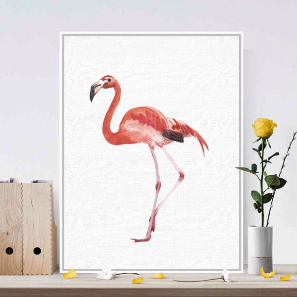 Flamingo-vægkunst-plakat med lærredstryk, enkel modevandfarvekunsttegning dec