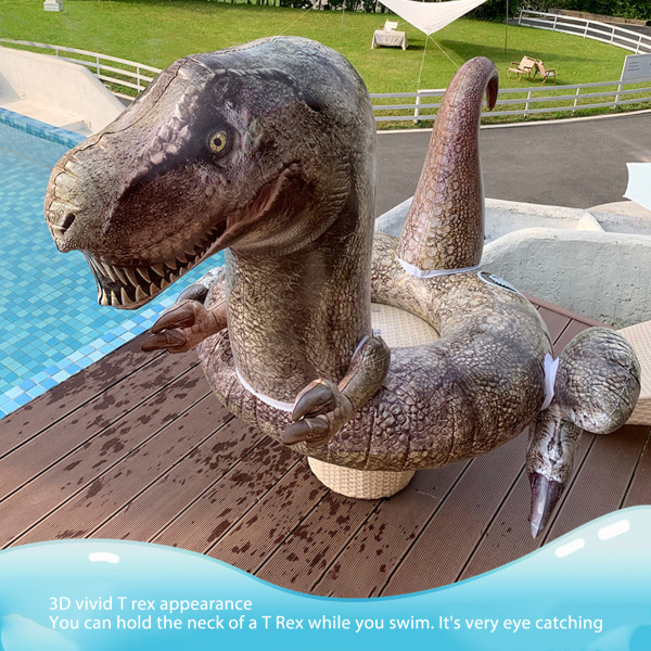 Dinosaurie Pool Float PVC 3D T Rex Simring Simbassäng Uppblåsbara Åktur för Vuxna Tonåringar Barn