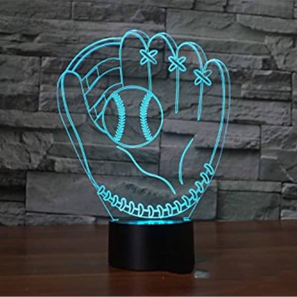 Baseballhansker 3D LED Nattlys Bord Skrivebord Optisk Illusjon