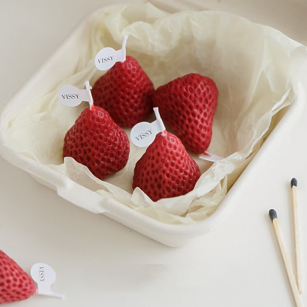 8 stykker Valentinsdag rødt jordbærlys Strawberry Shap