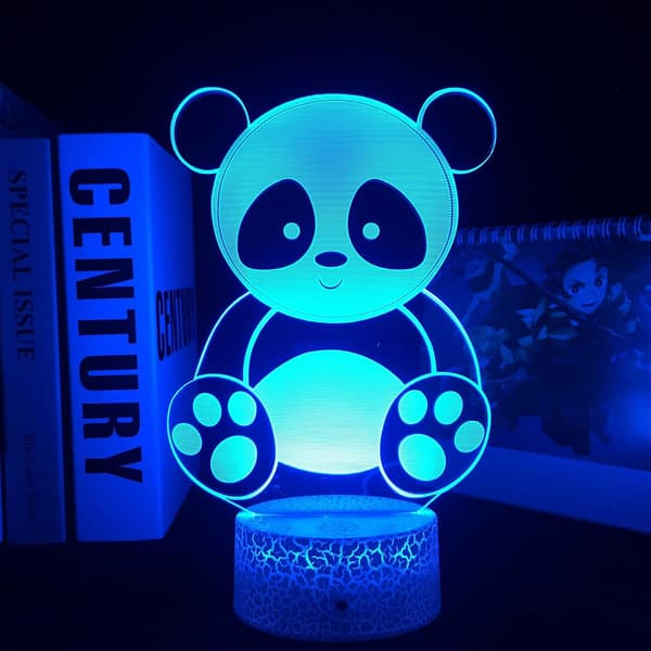 Søt Giant Panda Nattlys, 3D Illusjonslys, LED Soverom D