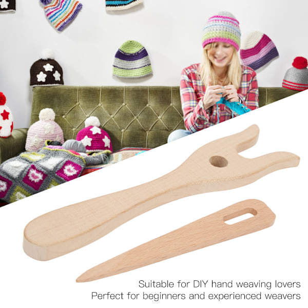2PCS Multifunktion DIY Stickning Verktyg Trä Bok Stickning Gaffel Liten Öga Nål