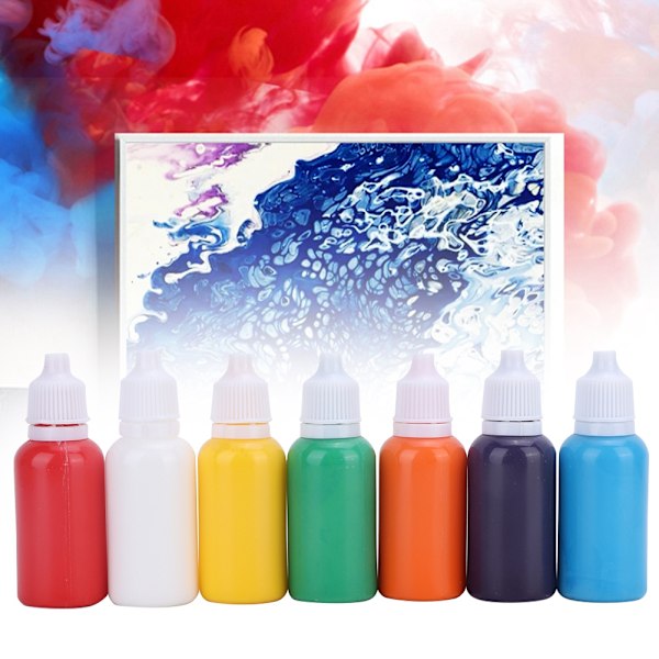 Vannmarmorering Vannpigment for Papirmarmorering Ebru Kunstverktøy (A4 7 Farger 20ml)