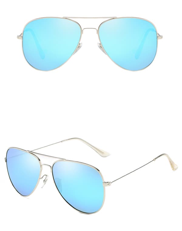 Polariserte Aviator-solbriller for menn og kvinner, metall, flat topp Su