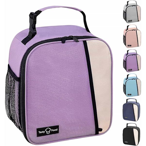 Lunchväska för kvinnor och män, återanvändbar lunchväska, lunchlåda, stor kapacitet, läckagesäker lunchväska med frontficka för arbete, kontor, picknick eller resor ( Purple