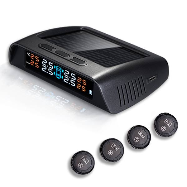 USB Opladning Solcelledrevet Bil TPMS Trådløst Dæktryk HD Digital Display Automatisk Alarm Værktøj