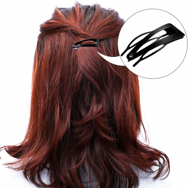 24 stk. dobbelt greb hårklemmer metal snap hårklemmer kvinder hårspænder til hårstyling, salonartikler Black