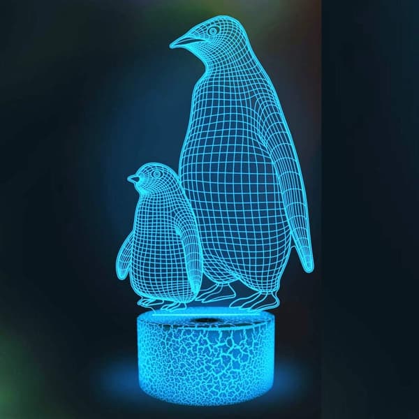 3D Pingvin Natlampe Illusion 7 Farveskiftende Touch