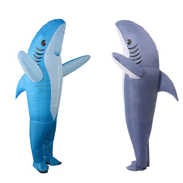 Uppblåsbar Hajdräkt Luftblåst Käkar Jumpsuit Maskeraddräkt Rolig Carcharias Dräkt för Cosplayfest Grey