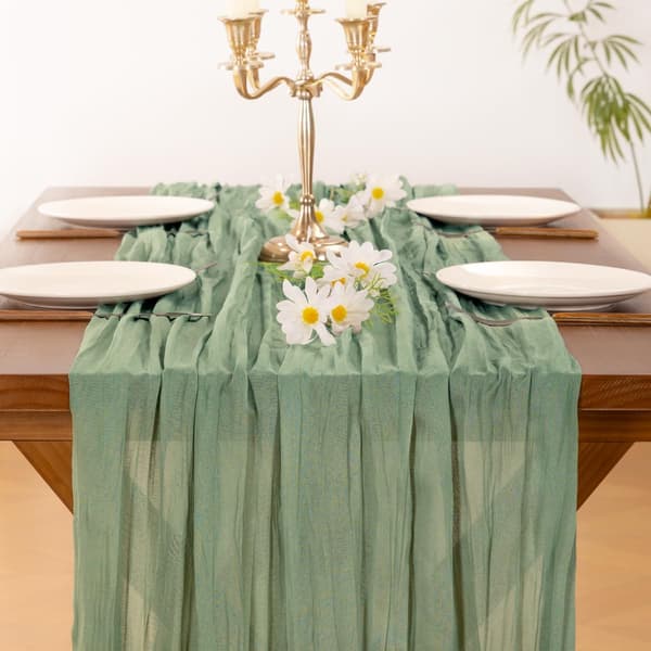 Boho Rustikk Gårdsstil Salviegrønn Osteklut Duk 120 Tommer - Gasbind Bomullsduk for Thanksgiving, Bryllup, Babyshower,
