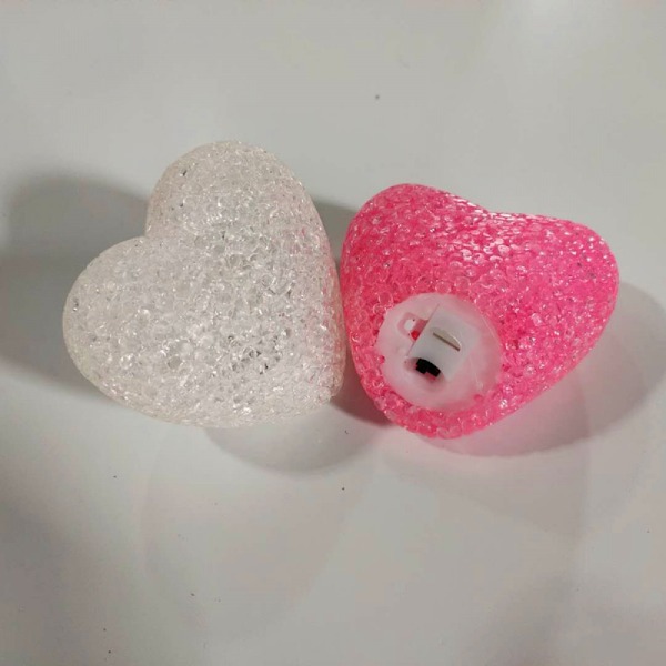 Kärleksfull färgglad nattlampa kristall blixt färgglad liten nattlampa 3D hjärtformad atmosfärlampa sovrumsatmosfärlampa