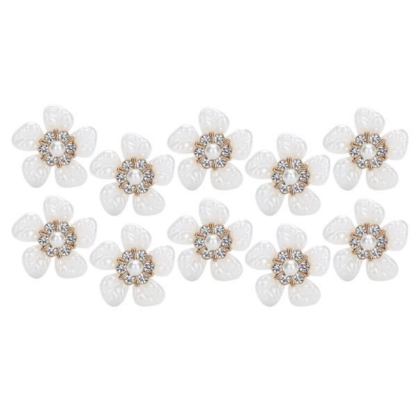 10 stk Imitasjon Perle Blomsterformet Knapp DIY Anheng Bryllupsdekorasjon HårtilbehørRhinestones Kunstig Perle Blomst