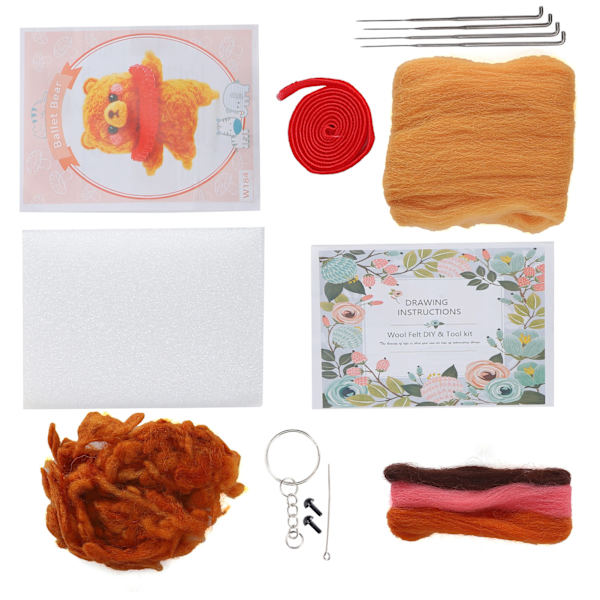 Nålfiltningskit Ull Kemisk Fiber DIY Djur Handgjord Leksak Konst Hantverk för Nybörjare(184# Balettbjörn )
