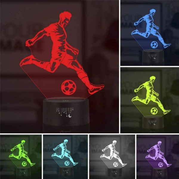 Nattlampa för fotboll för barn, LED-lampor 3D optisk illusion