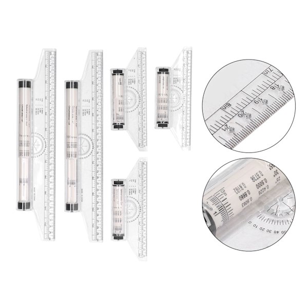 5 stk. Målervals 15cm 30cm Klar Skala Transparent Letvægts Parallel Vals Lineal med Formler til Arbejde