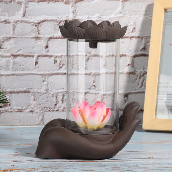 Buddha Lotus Form Backflow Rökelse Brännare Censer Hållare Hem Kontor Dekor Gåvor