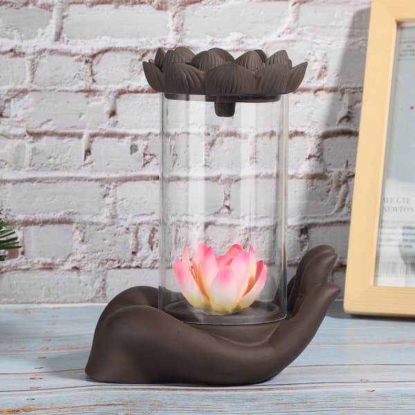 Buddha Lotus Form Tilbageflow Røgelse Brænder Kar Holder Hjem Kontor Dekoration Gaver