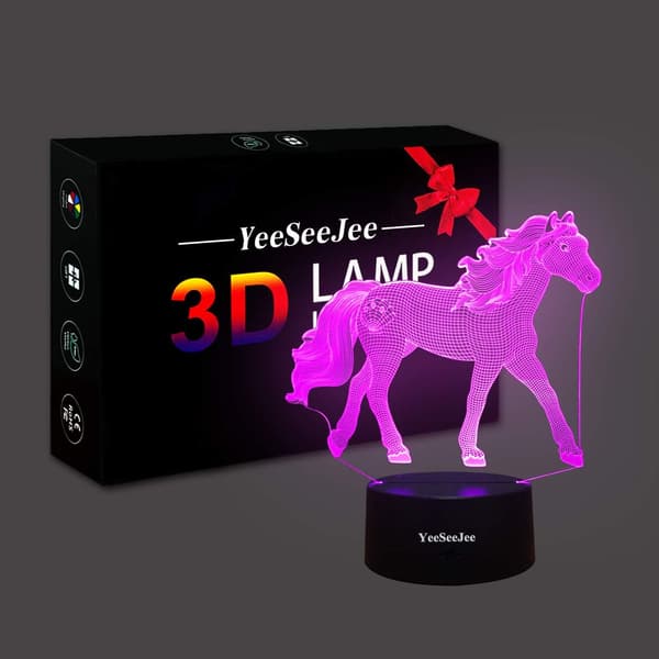 Hest + Dinosaur 3D nattlys (2-i-1 pakke)