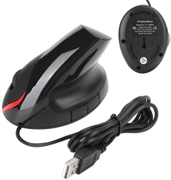Optisk Vertikal Mus, Genopladelig USB ABS Kontor Gaming