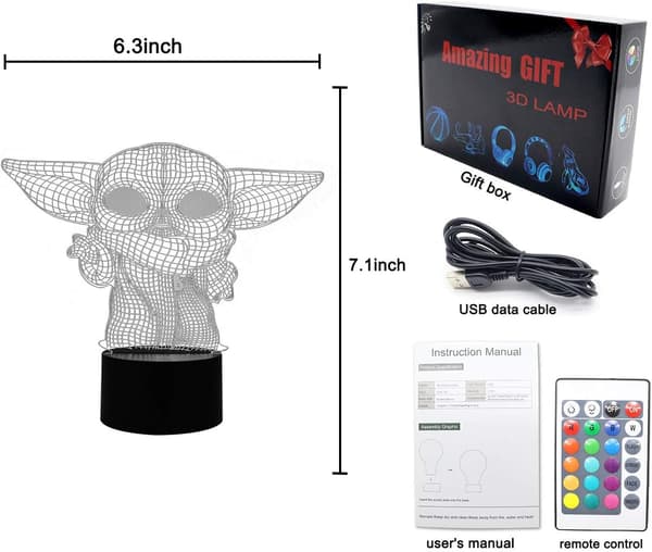 3D Nattlys, Hologram Effekt Led Illusjon Bordlampe, 16