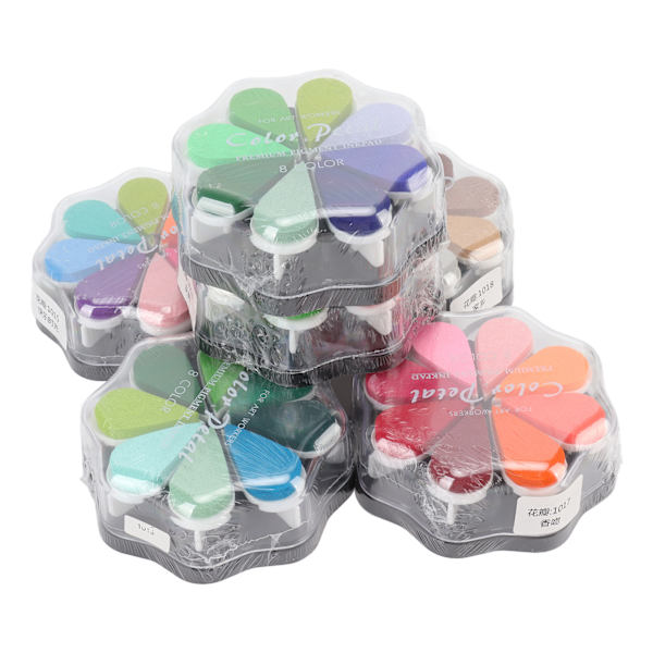 6 stk vaskbare blekkputer i kronbladsform 48 metallfarger DIY gummistempelputer for hunder baby fotavtrykk fingeravtrykk