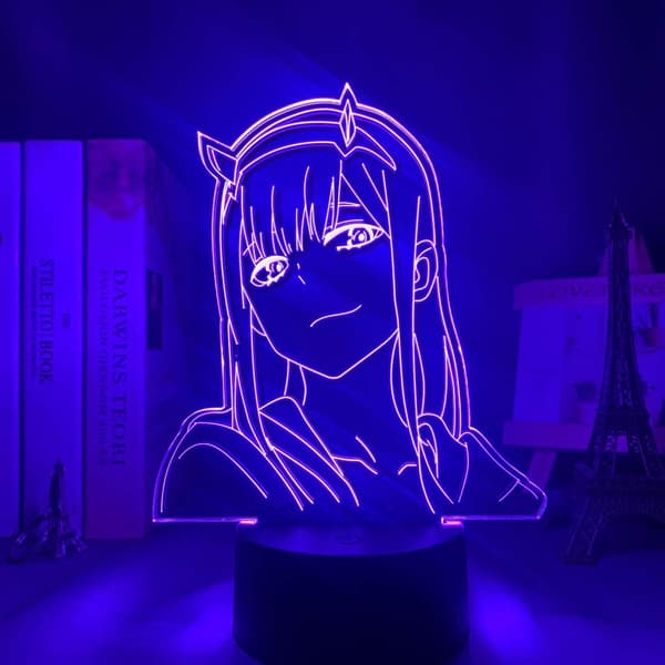 Anime 3D-valo Zero Two -lamppuhahmo LED-yövalo lapsille