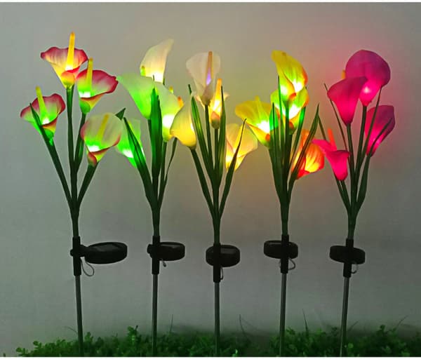 LED Solcellelys Utendørs Hage Dekorativ Blomster, Vanntett Purple