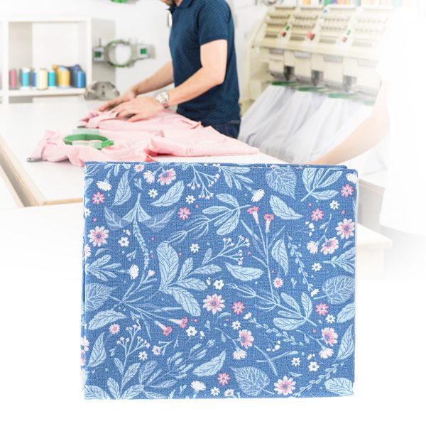 Växtblomma Bomullsduk Blommig Patch Work DIY Handgjorda Material Sytillbehör400304- Flora-Blå