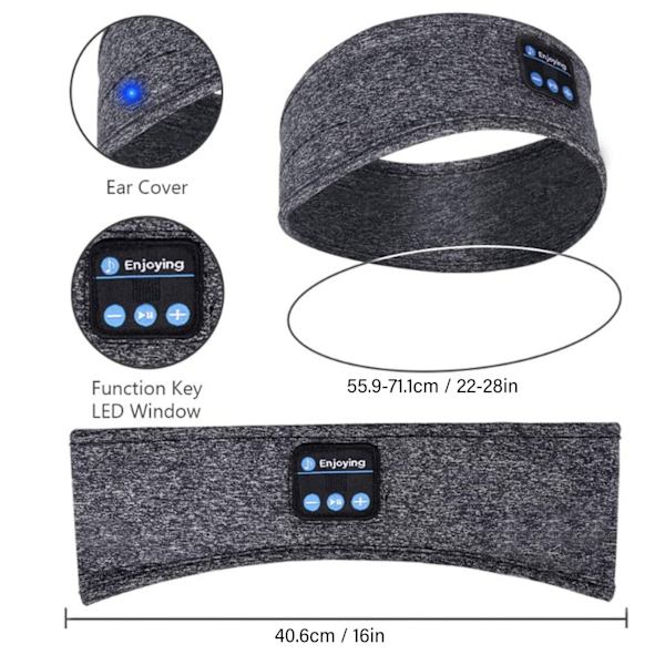 Sports Music Hodebånd Bærbar USB Søvn Hodetelefon BT Hodebånd for Sovende Trening Jogging Reiser Meditasjon Heather Grey