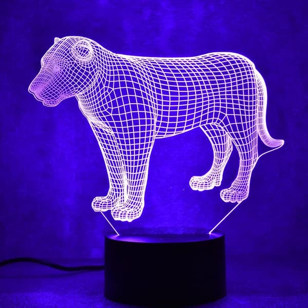 3D Løve Natlampe LED Illusion Lampe Seng Sidebord Bordlampe