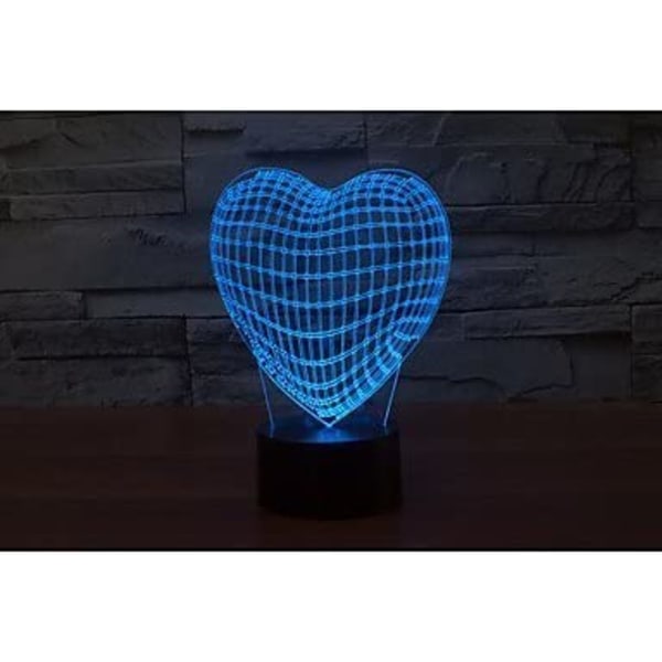 Ny 3D Kärlek Hjärta Nattljus Touch Switch Bordsskiva Optica