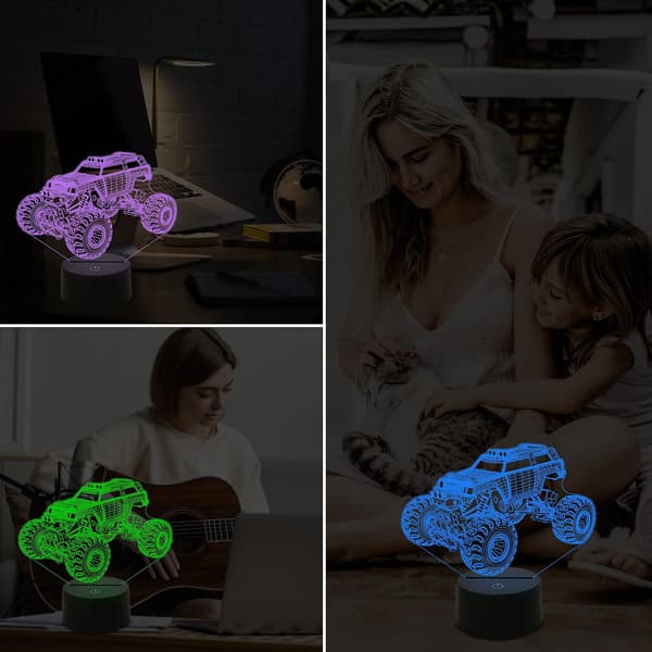 Monster Trucks til drenge, 3D natlamper til børn N