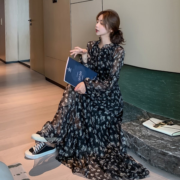 leeve Blommig Semester Strand Brudtärna Maxi Klänning Solklänning XL